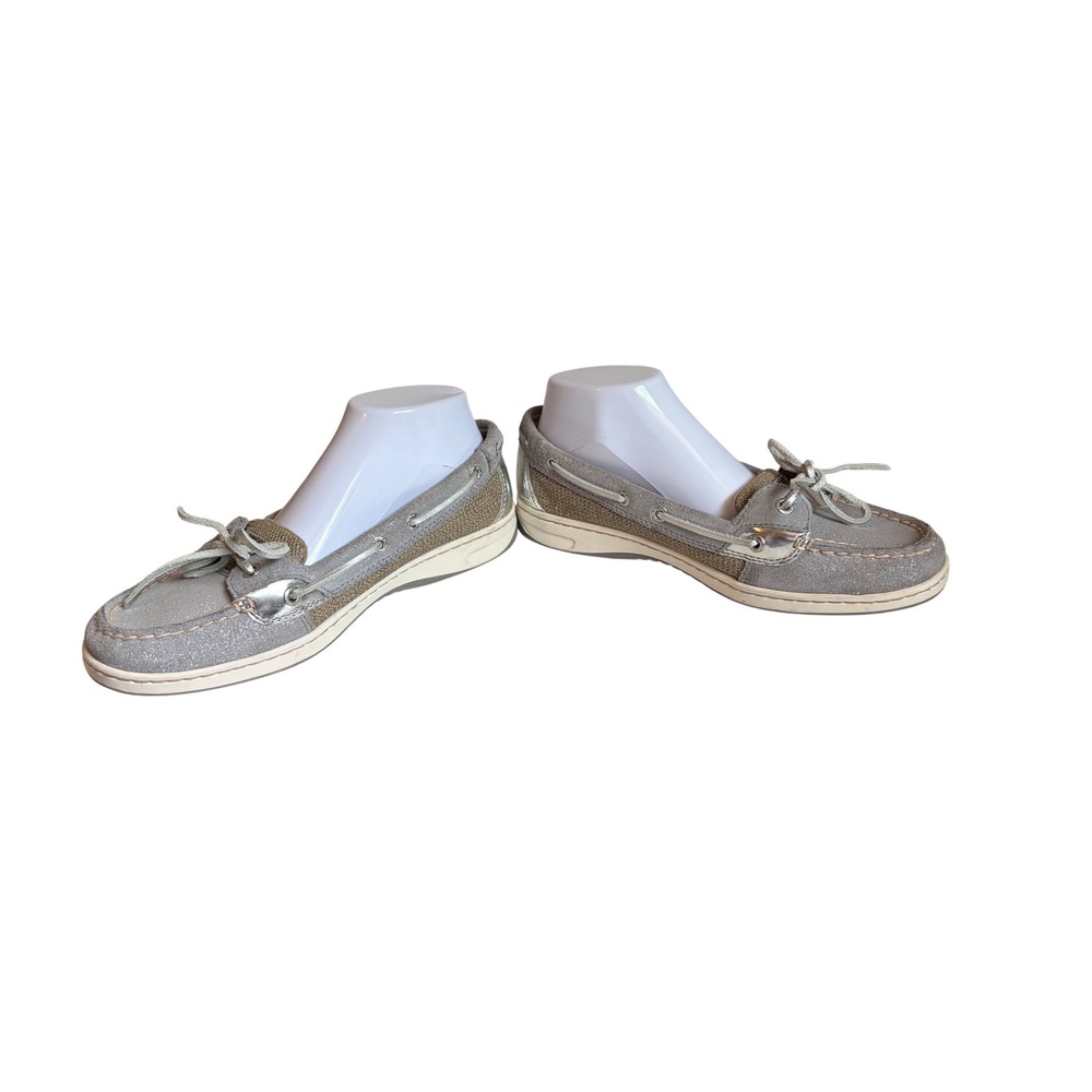 Sperry Top-Sider Angelfish Silver Glitter Leather Boat Shoes 9102971 Womens 9M - Picture 2 of 9